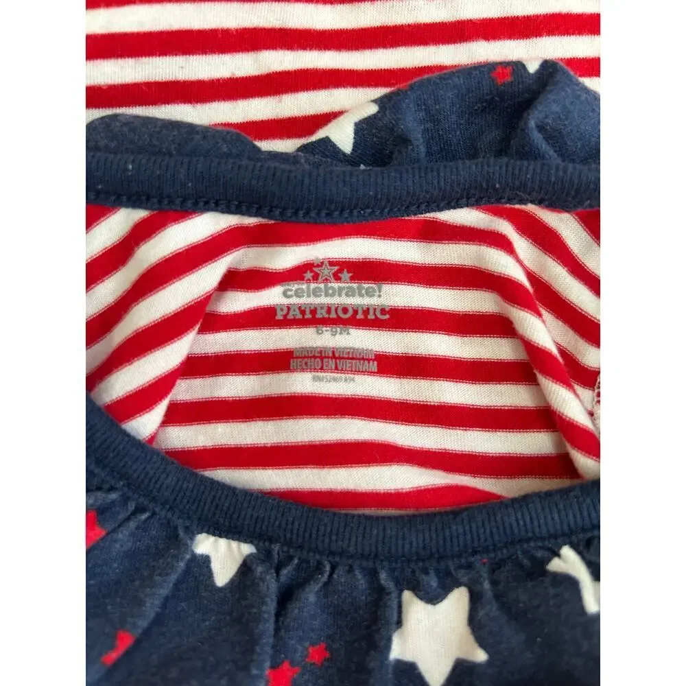 CELEBRATE PATRIOTIC Girl’s Sleeveless Romper / Size: 6-9 Months